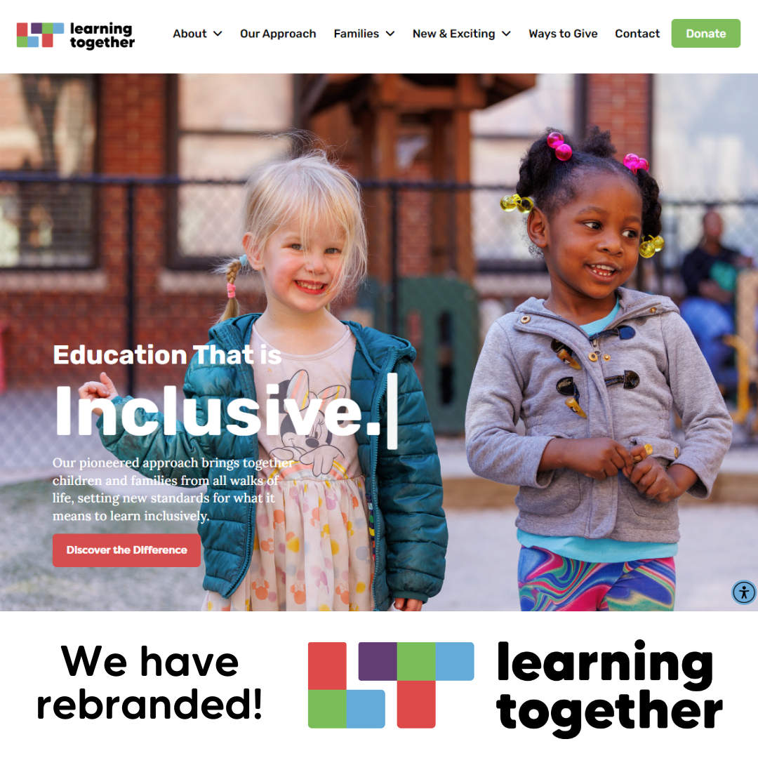 A screenshot of Learning Together's new website, logo, and home page, with the words "We have Rebranded" below.